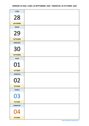 semaine 40 2026 dates et calendrier