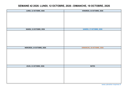 semaine 42 2026 dates et calendrier