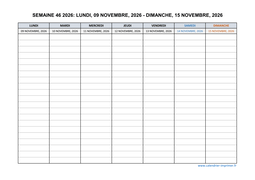 semaine 46 2026 dates et calendrier