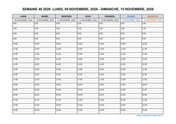 semaine 46 2026 dates et calendrier