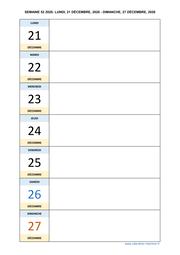 semaine 52 2026 dates et calendrier