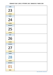 semaine 9 2026 dates et calendrier