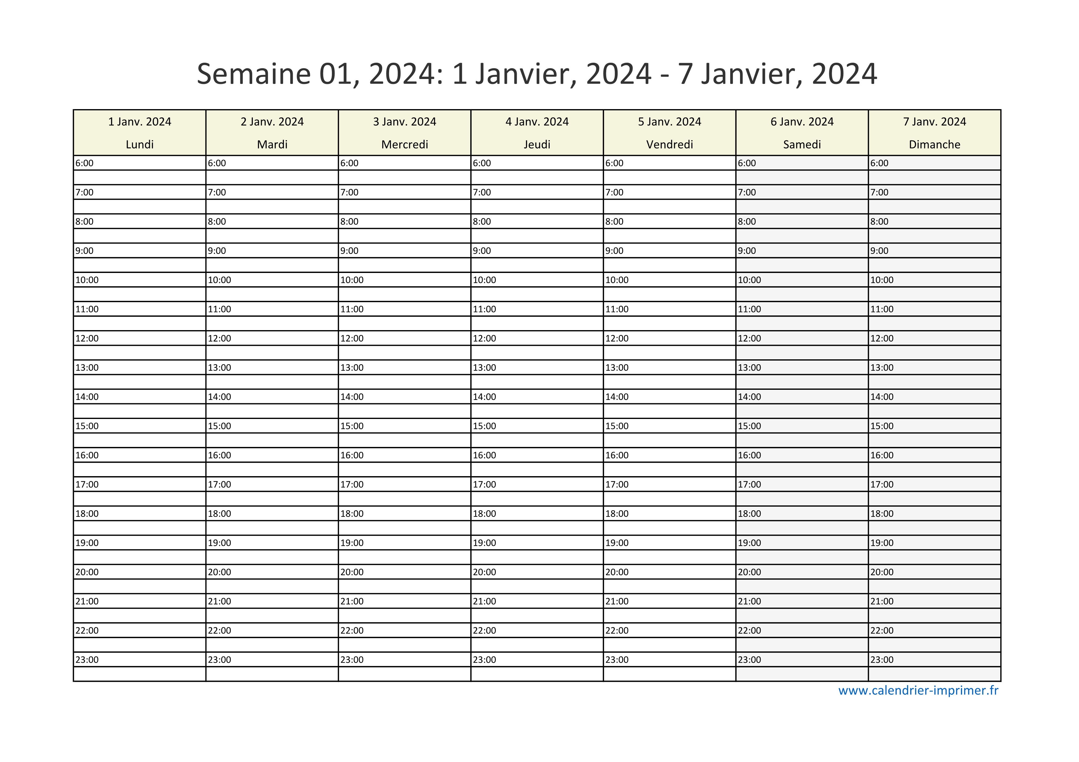 Planning de semaine et agenda à imprimer gratuitement.