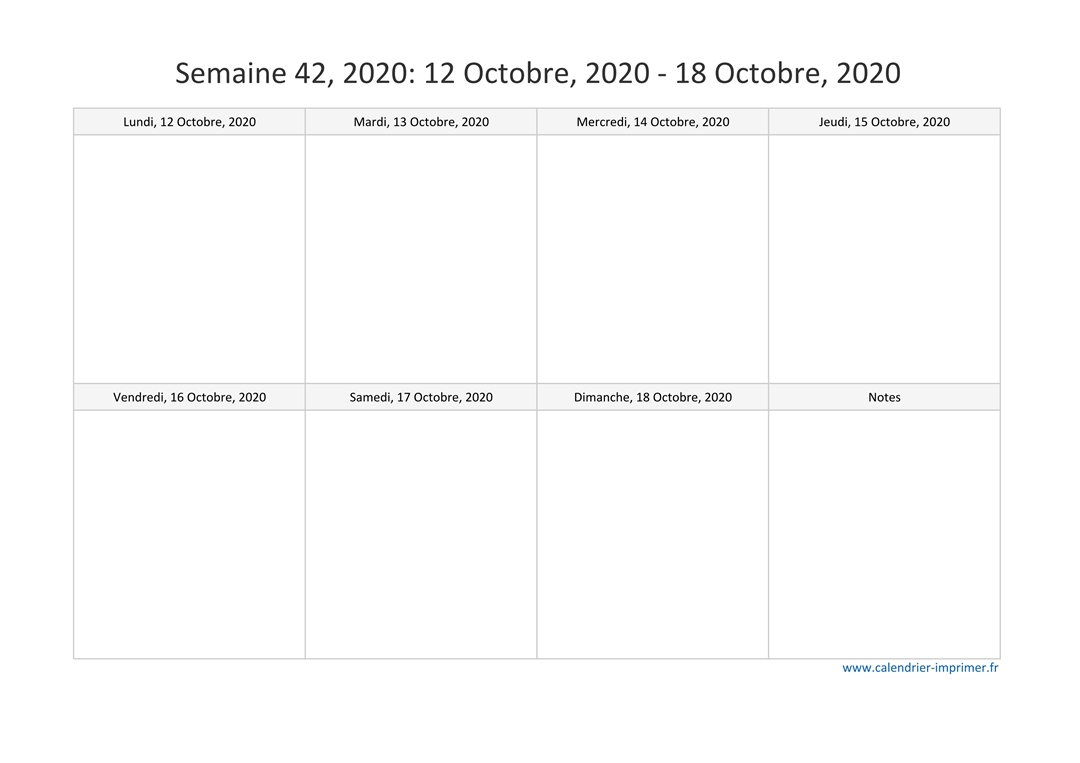 Semaine 42 Calendrier 2023 Semaine 42 2020