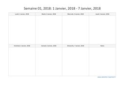 calendrier semaine 2018 (hebdomadaire/semainier) modèle 4
