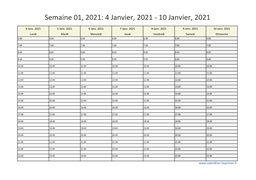 calendrier semaine 2021 (hebdomadaire/semainier) modèle 7