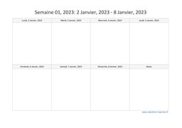 calendrier semaine 2023 (hebdomadaire/semainier) modèle 4