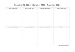 calendrier semaine 2024 (hebdomadaire/semainier) modèle 4