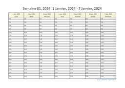 calendrier semaine 2024 (hebdomadaire/semainier) modèle 7