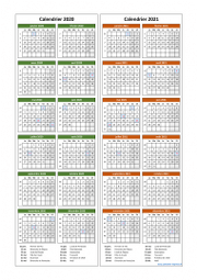 Calendrier Janvier 2020 à Décembre 2021 Vertical Modèle 04