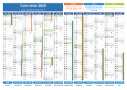 Calendrier 2020 avec vacances, jours fériés et semaine A-B