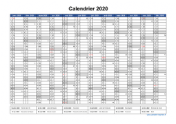 Calendrier Annuel 2020 Vierge