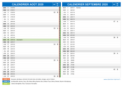 Calendrier scolaire pour Août et Septembre 2020 paysage 2