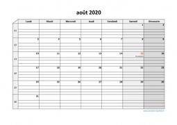 Calendrier août 2020 modele 05