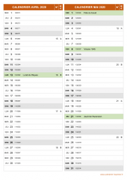 Calendrier pour les mois de Avril et Mai 2020 portrait 2