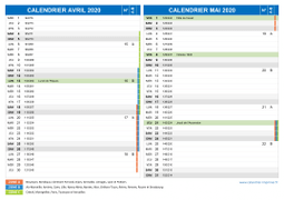 Calendrier scolaire pour Avril et Mai 2020 paysage 2