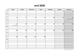 Calendrier avril 2020 modele 05