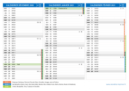 Calendrier scolaire pour Décembre 2020 à Février 2021 paysage 2