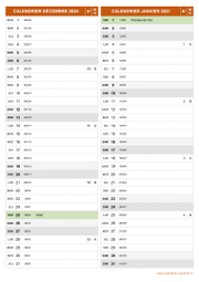 Calendrier pour les mois de Décembre 2020 et Janvier 2021 portrait 2