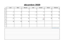 Calendrier décembre 2020 modele 07