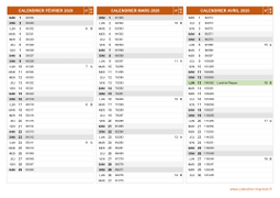 Calendrier pour les mois de Février à Avril 2020 paysage 2