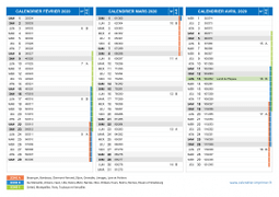 Calendrier scolaire pour Février à Avril 2020 paysage 2