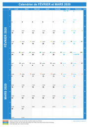 Calendrier scolaire pour Février et Mars 2020 portrait 1