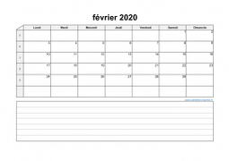 Calendrier février 2020 modele 07