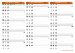 Calendrier pour les mois de Janvier à Mars 2020 paysage 2