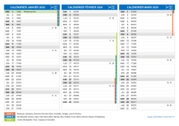 Calendrier scolaire pour Janvier à Mars 2020 paysage 2