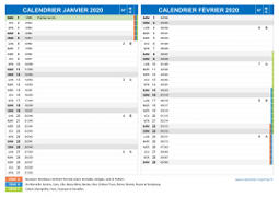 Calendrier scolaire pour Janvier et Février 2020 paysage 2