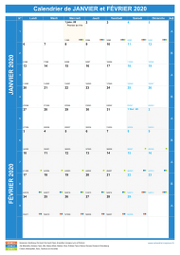 Calendrier scolaire pour Janvier et Février 2020 portrait 1