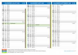 Calendrier scolaire pour Juillet à Septembre 2020 paysage 2