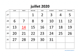 calendrier juillet 2020
