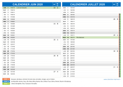 Calendrier scolaire pour Juin et Juillet 2020 paysage 2