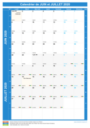 Calendrier scolaire pour Juin et Juillet 2020 portrait 1
