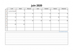 Calendrier juin 2020 modele 07