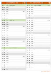 Calendrier pour les mois de Mai et Juin 2020 portrait 2