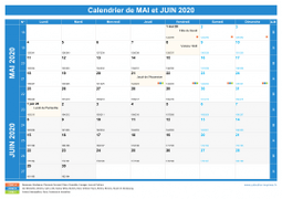 Calendrier scolaire pour Mai et Juin 2020 paysage 1