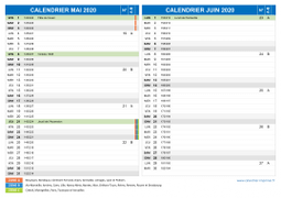 Calendrier scolaire pour Mai et Juin 2020 paysage 2