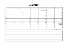 Calendrier mai 2020 modele 07