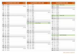 Calendrier pour les mois de Mars à Mai 2020 paysage 2