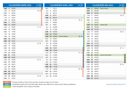 Calendrier scolaire pour Mars à Mai 2020 paysage 2