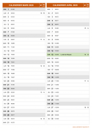 Calendrier pour les mois de Mars et Avril 2020 portrait 2