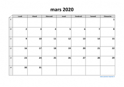 Calendrier mars 2020 modele 03