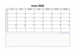 Calendrier mars 2020 modele 07