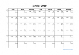 Calendrier Mensuel 2020 Modele 02
