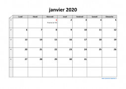 Calendrier Mensuel 2020 Modele 03