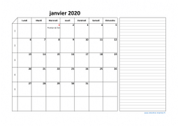Calendrier Mensuel 2020 Modele 06