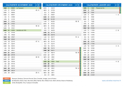 Calendrier scolaire pour Novembre 2020 à Janvier 2021 paysage 2